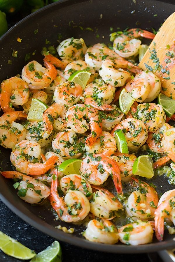 Cilantro Lime Shrimp in skillet 