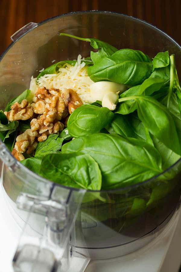 Basil Pesto Ingredients in food processor