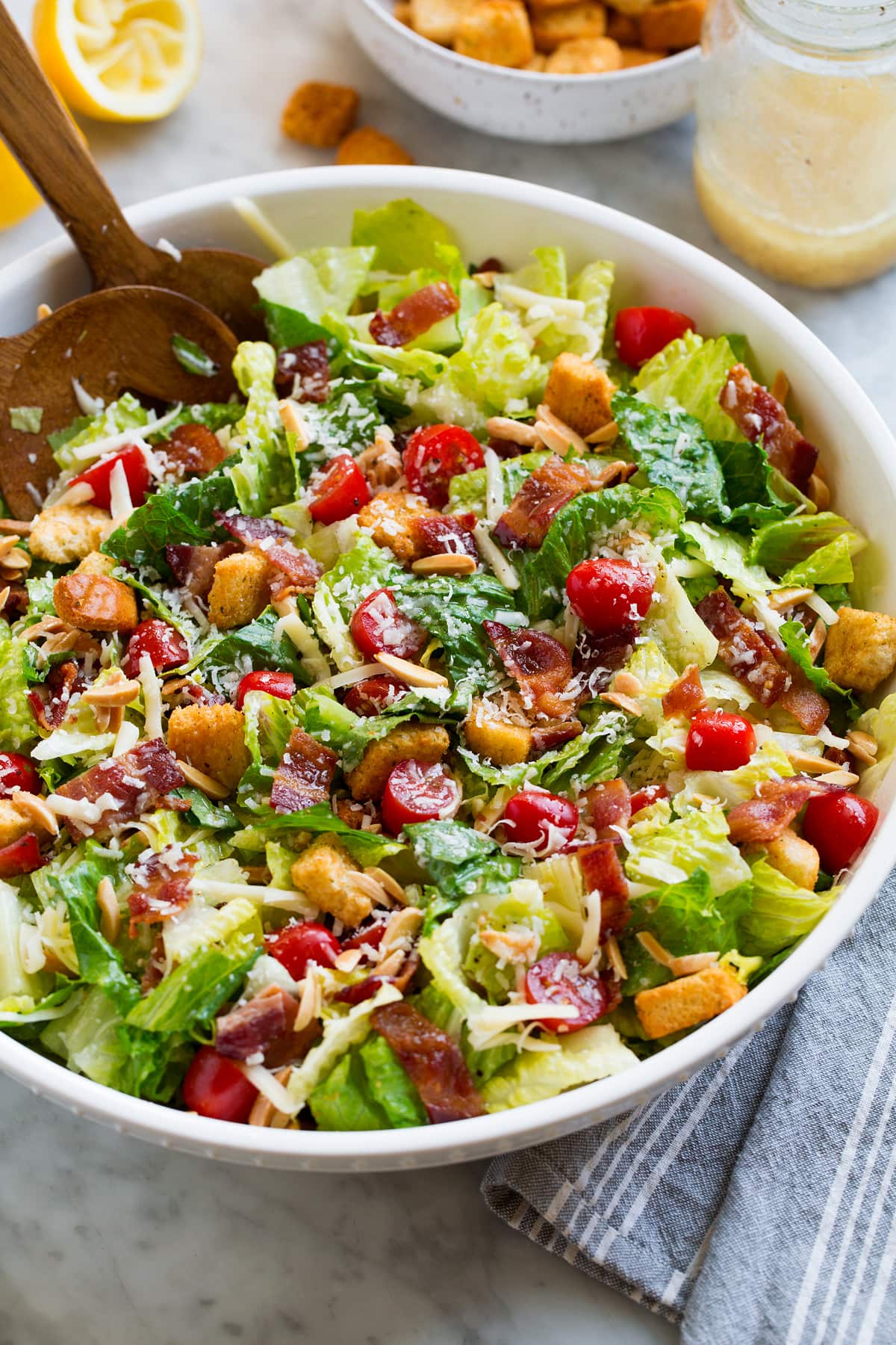Family Favorite Salad in a large white serving bowl.