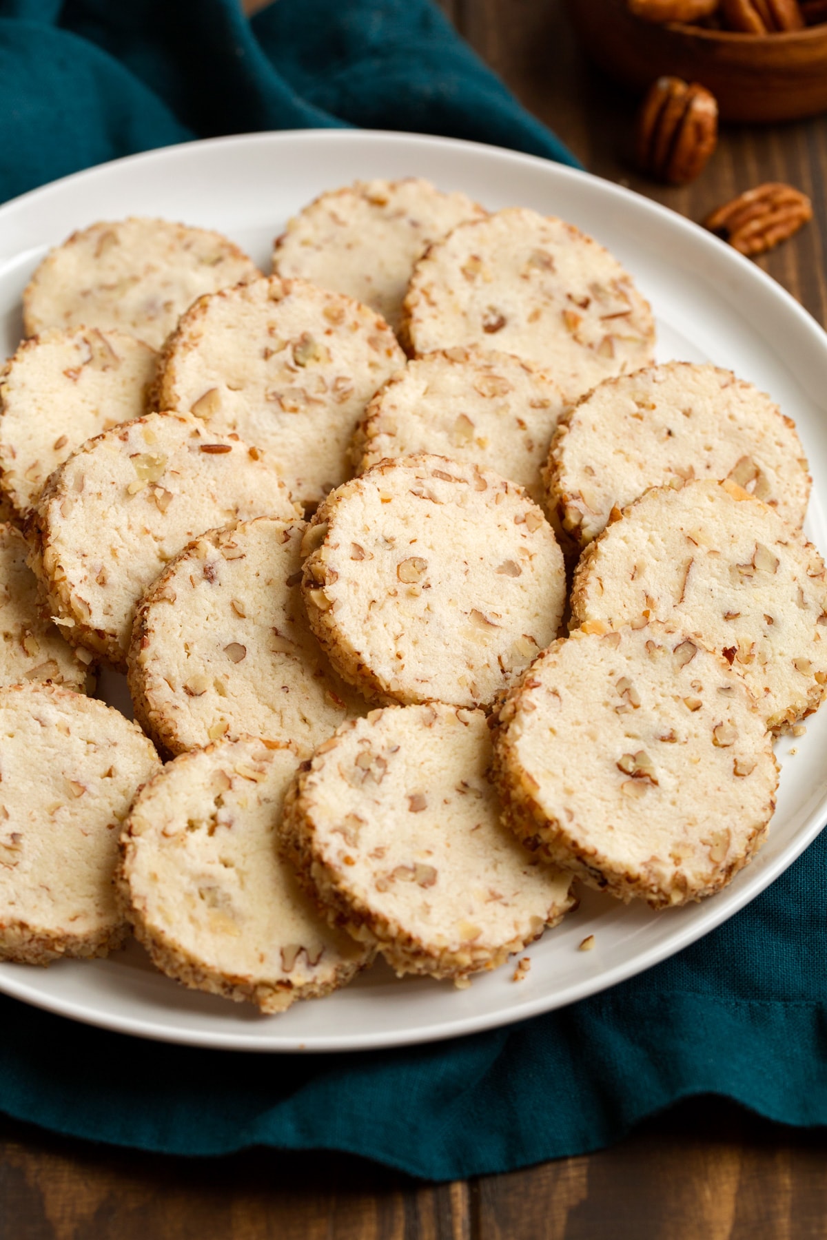 Slice and Bake Cream Cheese Pecan Cookies on a serving plate.