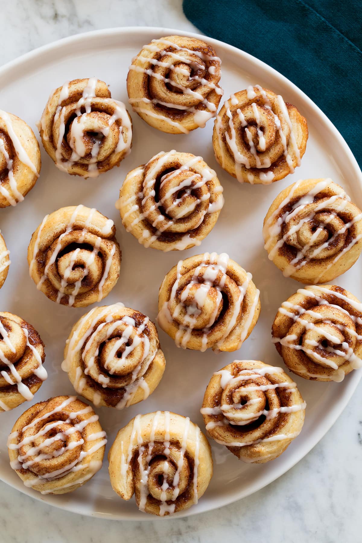 Image of mini cinnamon rolls shown overhead.