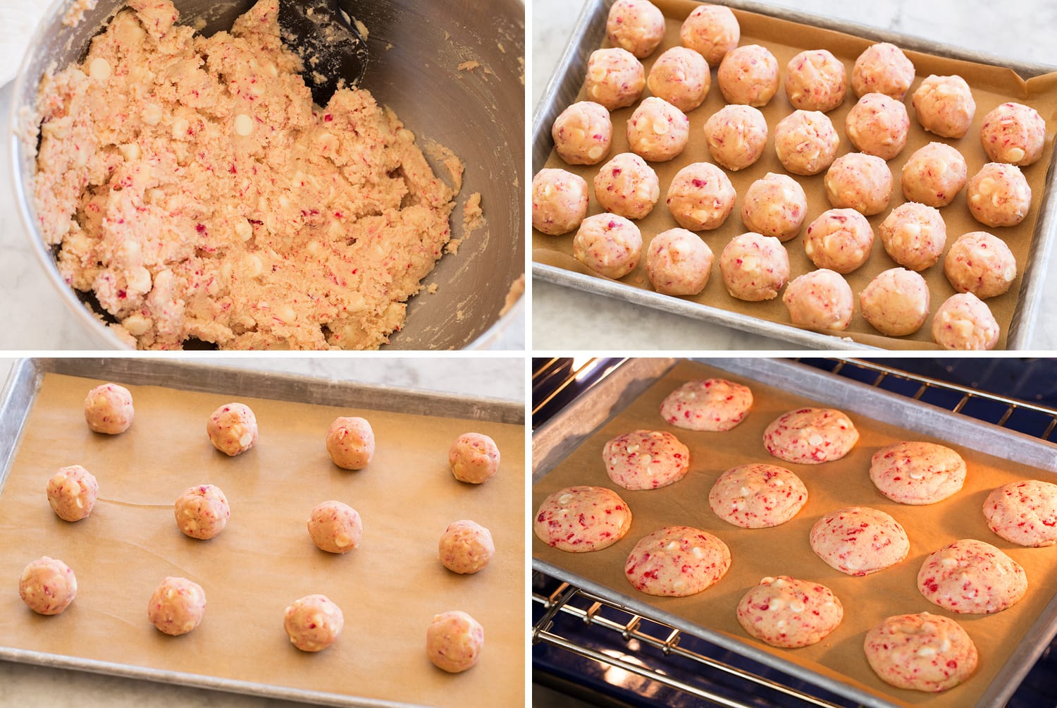 Shaping cookie dough and bakimg.