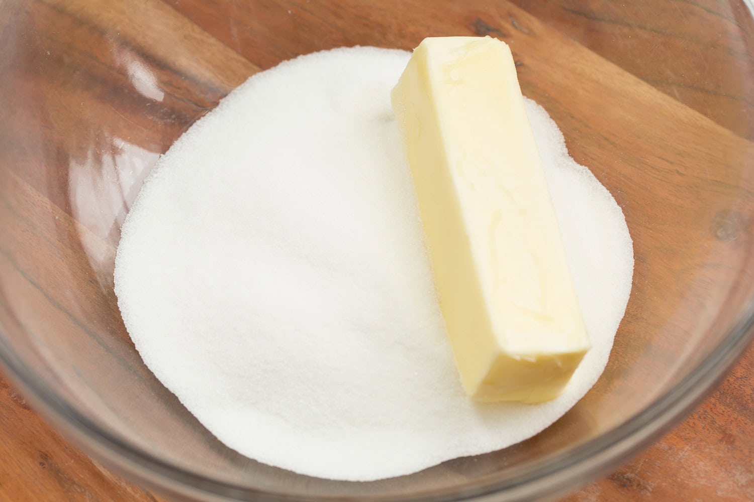 Mixing butter and sugar for cupcakes